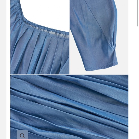 NWT Beautiful Blue Pleated Off-the-shoulder Blouse - Picture 4 of 10